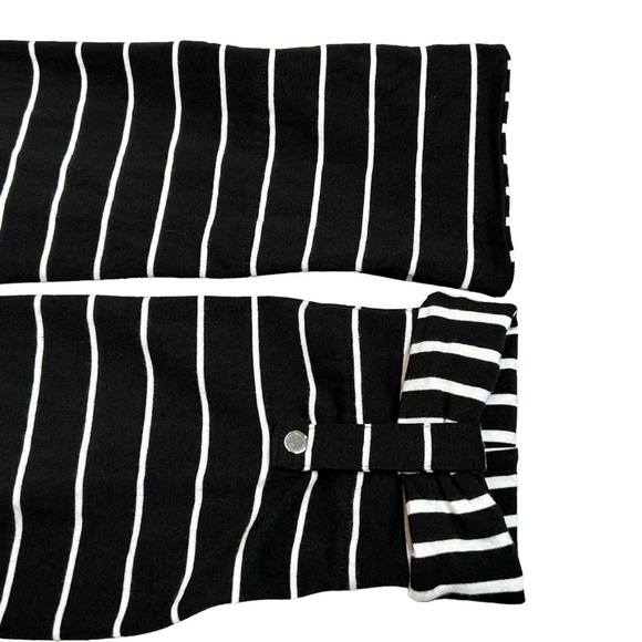 ZENERGY BY CHICO’S Jacket Black White Stripes Open front Ties Size 12 LIKE NEW - Picture 7 of 8